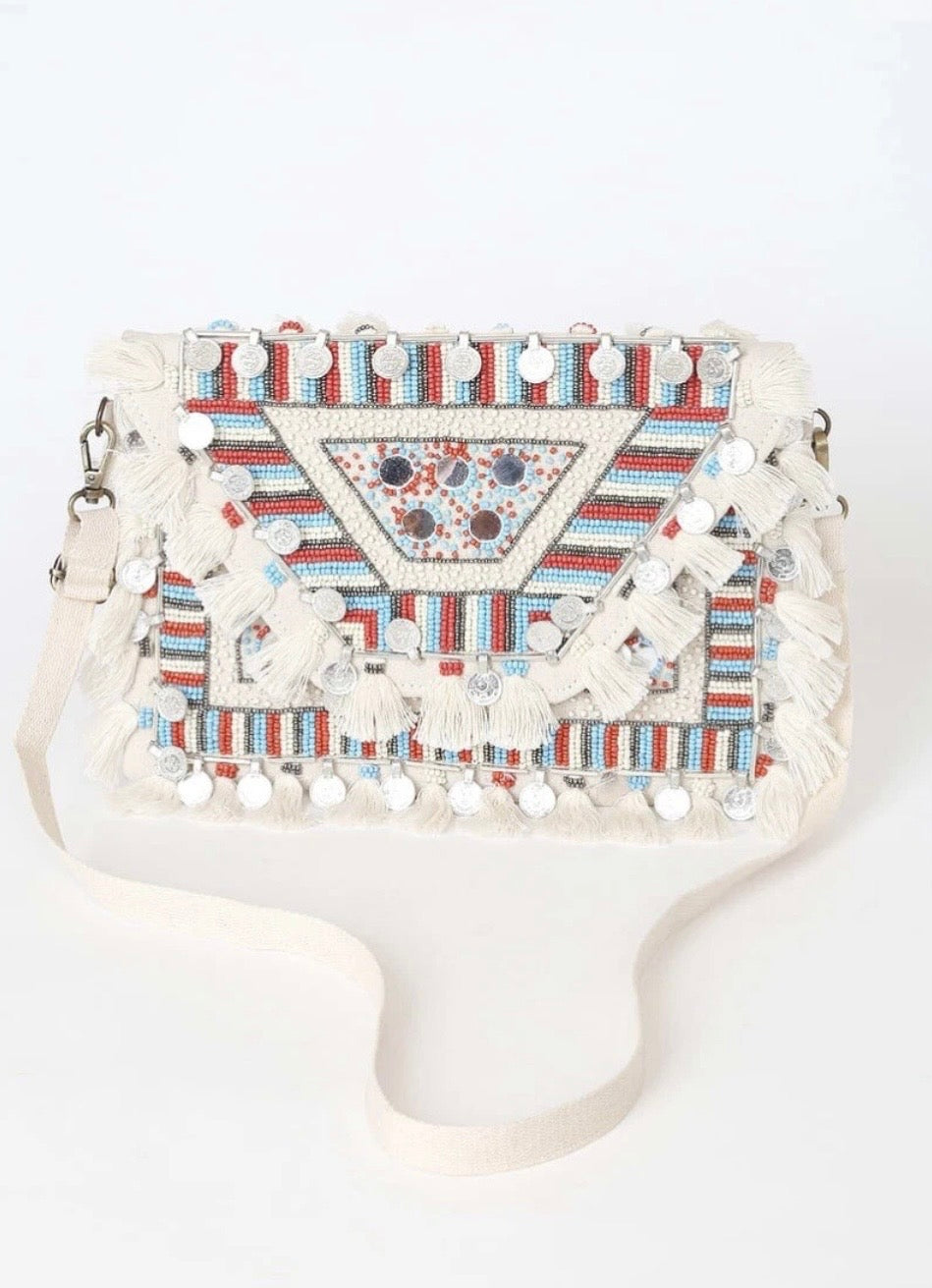 Multi Beaded Fringe Clutch