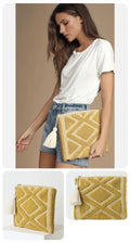Sunset Sail Yellow Woven Clutch