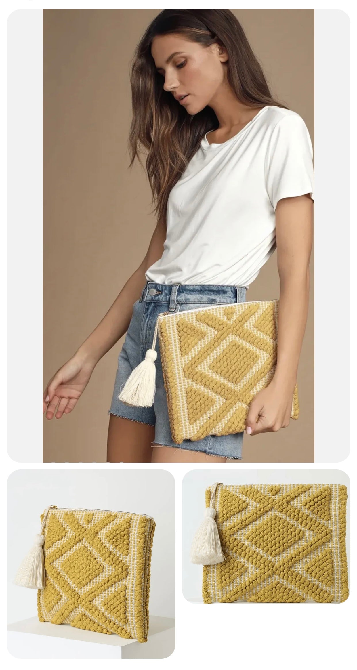 Sunset Sail Yellow Woven Clutch